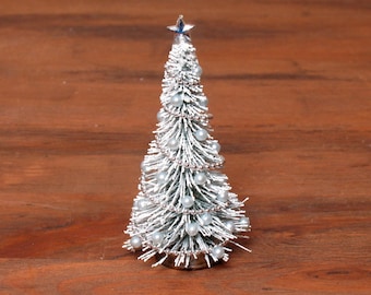 Decorative Miniature Christmas Tree "Winter Dream" on Wooden Stand for your Dollhouse