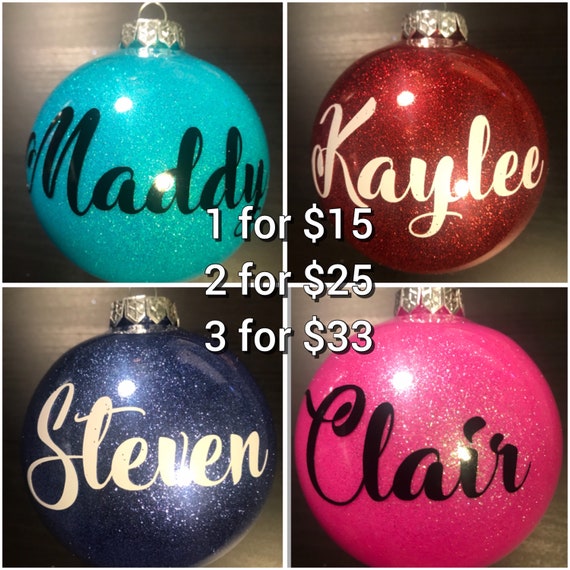 BIG 4" ROUND Ball Glitter Personalized Ornament with FREE Giftbox