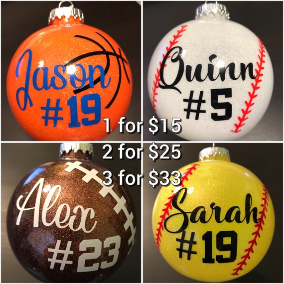 BIG 4" ROUND Ball Sports Team Personalized Ornament with FREE Giftbox