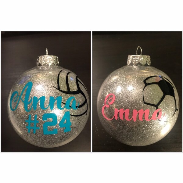 BIG 4" ROUND Ball Volleyball Soccer Team Personalized Ornament with FREE Giftbox