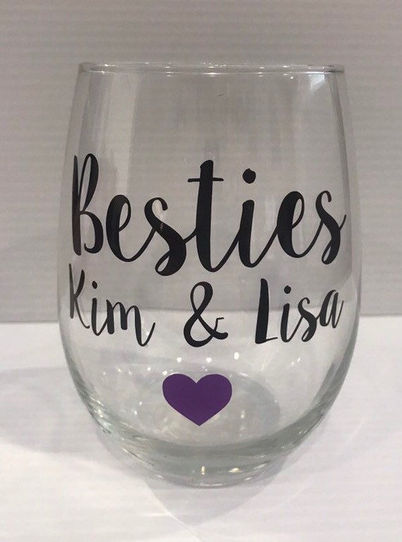 Besties Personalized Wine Glass