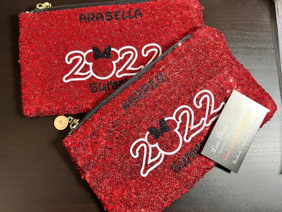 Disney 2023 Personalized Sequin Clutch Purse XL Bling make-up bag