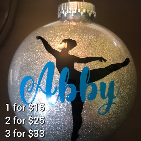 BIG 4" ROUND Ball Glitter Dance Team Personalized Ornament with FREE Giftbox