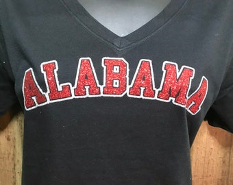 Bling Glitter Alabama Shirt S-4X ANY COLLEGE AVAILABLE