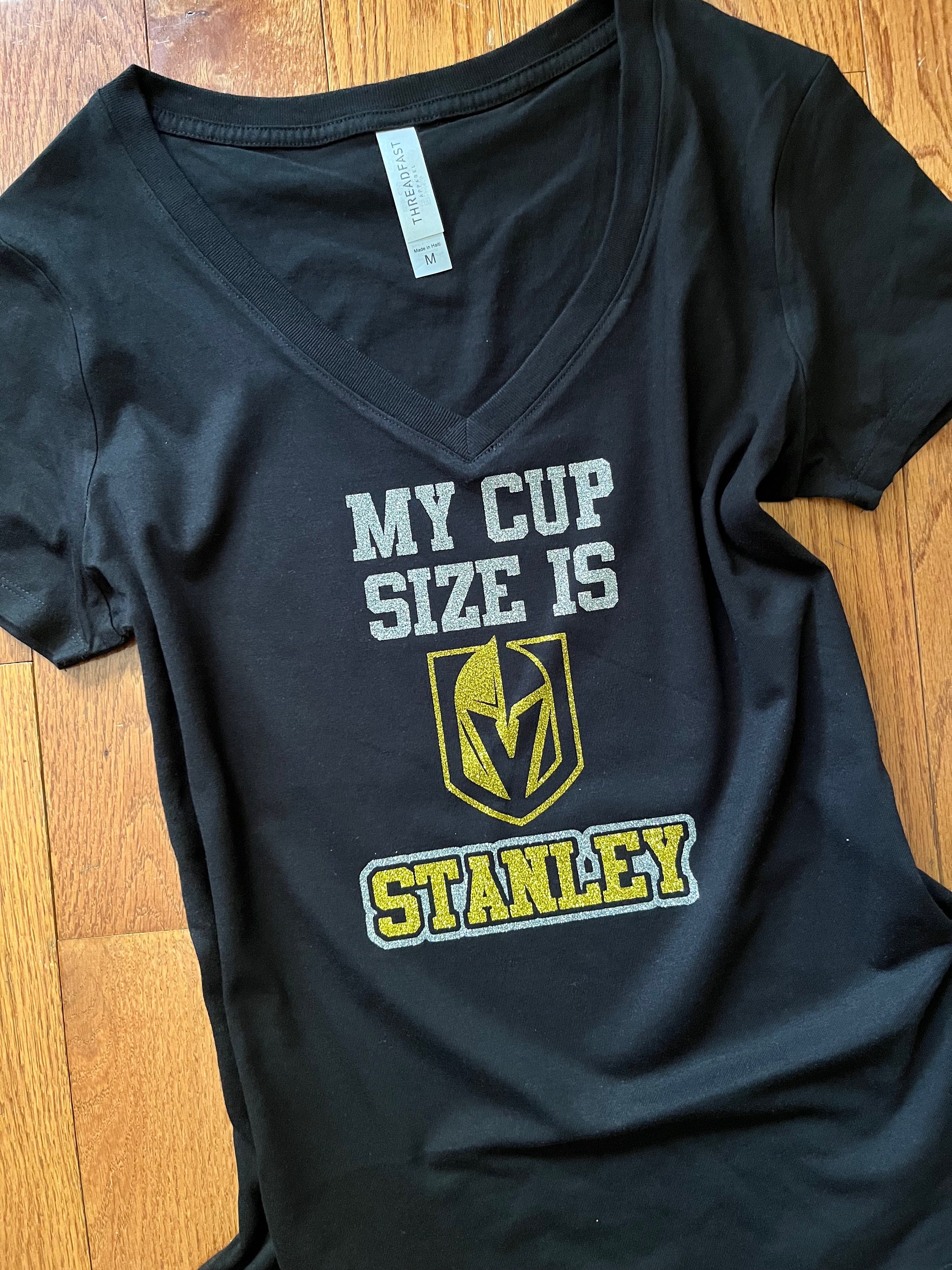 Printify My Cup Size Is Stanley Tee White / S