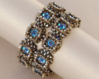 Superduo Bracelet Tutorial - Beaded Bracelet - Superduo Pattern - Swarovski Bracelet - Digital Download