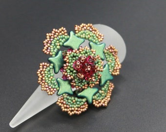 Tutoriel pour perles - Tutoriel perles étoiles par Perles and Co - motif tissage de perles - bague bouton de rose - téléchargement numérique