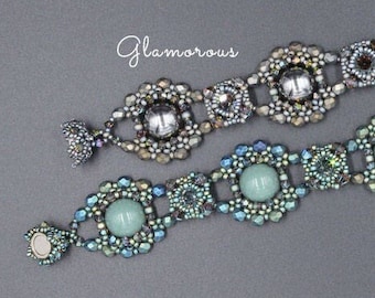 Bracelet glamour - tutoriel perles dôme tchèques - motif de perles - bracelet de perles - motif de bracelet - téléchargement numérique