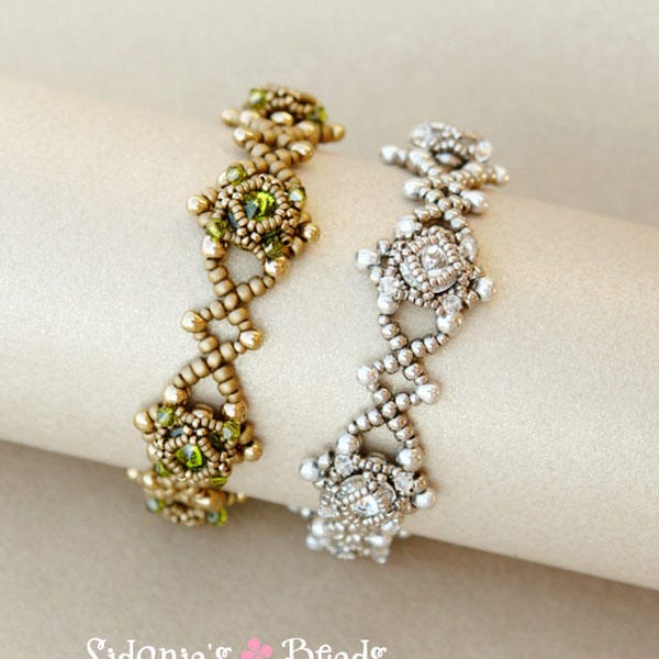 8mm Swarovski Rivolis Bracelet - Romantic Bracelet - Beading Pattern by Sidonia