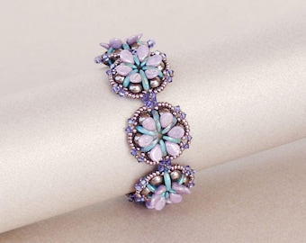 Crescent and Pip Beads Bracelet Tutorial - Water Lilies Bracelet - PDF Pattern by Sidonia