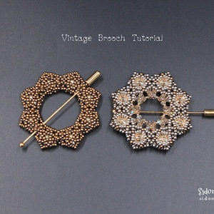 May include: Two vintage style brooches, one with gold beads and one with silver and gold beads, both with a starburst design. The brooches are attached to gold pins.