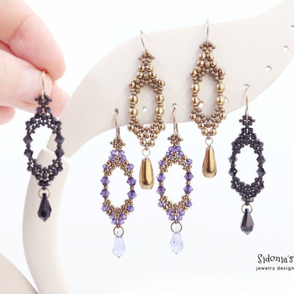 TUTORIAL Alice's Earrings - Beading Pattern - Beaded Earrings Tutorial