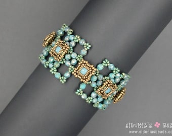Knöpfe Perlen Armband Anleitung - Perlen Anleitung - Swarovski Bezeled Chaton Armband - Perlenmuster