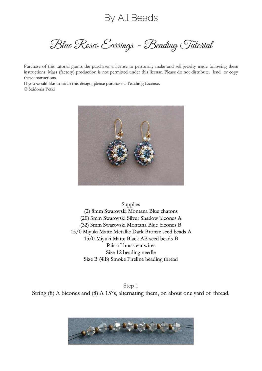 Beaded Earrings Tutorial Blue Roses Earrings 8mm Beaded - Etsy