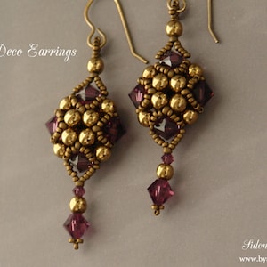 Beaded Earrings Tutorial - Art Deco Style Earrings - Beading Pattern - Digital Download