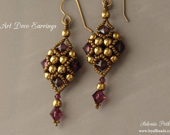 Beaded Earrings Tutorial - Art Deco Style Earrings - Beading Pattern - Digital Download