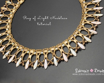 Tutorial di perline - Modello di collana di perline - Tutorial di Tila Beads - Modello di collana di perline di pugnale - Collana Raggio di luce - Modello PDF