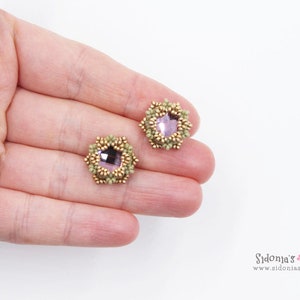 Beaded Post Stud Earrings Tutorial - 10mm Swarovski stones bezel - Glamorous Snowflakes - Digital Download