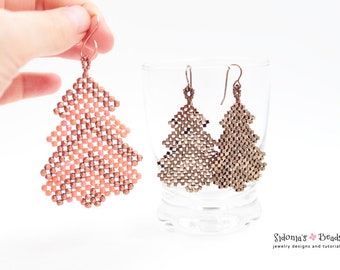 TUTORIAL Christmas Tree Earrings or Decoration - Christmas Tree Pattern - Beading Tutorial