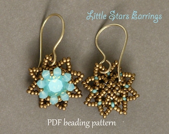 Tutorial de aretes con cuentas - Patrón de aretes con cuentas - Chatons Swarovski biselados de 8 mm - Tutorial de aretes Swarovski