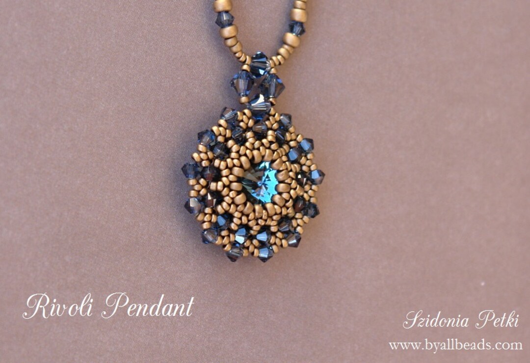 Beaded Pendant Tutorial - Rivoli Pendant - PDF Beading Tutorial Pattern ...