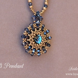 Beaded Pendant Tutorial - Rivoli  Pendant - PDF Beading Tutorial Pattern - Digital Download