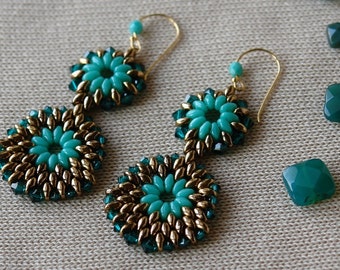 Beaded Earrings Tutorial - Summertime Earrings - Superduo Earrings Pattern - PDF pattern