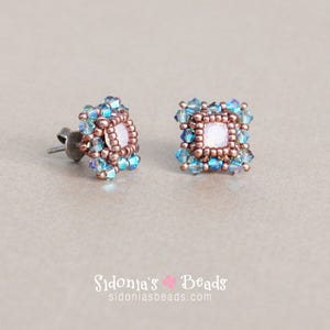 Stud Earrings Tutorial - 6mm Swarovski Chatons - Swarovski Earrings Tutorial - Beading Pattern - Direct Download