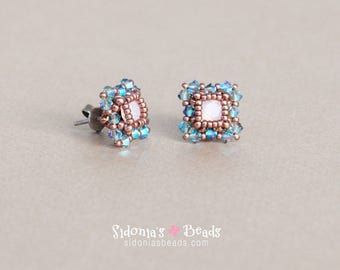 Stud Earrings Tutorial - 6mm Swarovski Chatons - Swarovski Earrings Tutorial - Beading Pattern - Direct Download