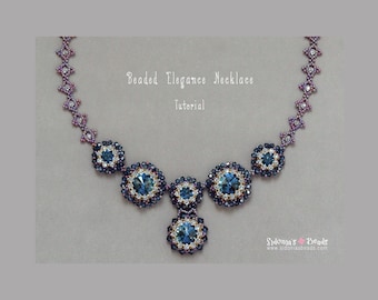 Tutorial per collane con perline - Collana con rose blu - Schema perline PDF - Download digitale