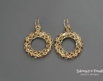 Tutorial Circular Beaded Earrings - Beading Pattern - Circles made with crystal bicones and Miyuki seed beads - Glammy Circles - Digital