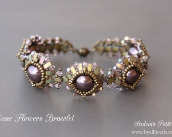 Half Tila Bracelet Tutorial - Cone Flowers Bracelet - Half Tila Pattern - Digital Download - PDF