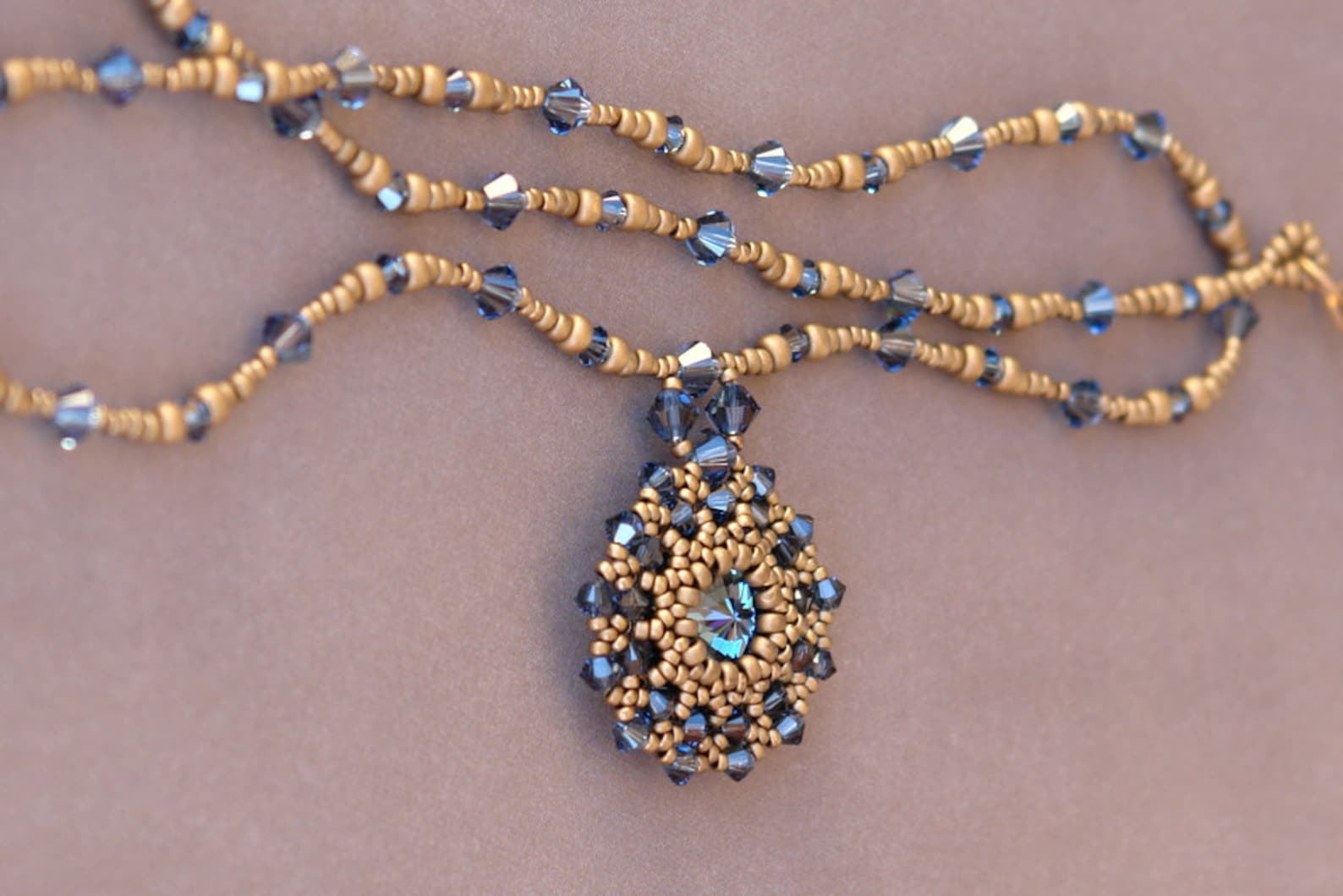 Beaded Pendant Tutorial - Rivoli Pendant - PDF Beading Tutorial Pattern ...