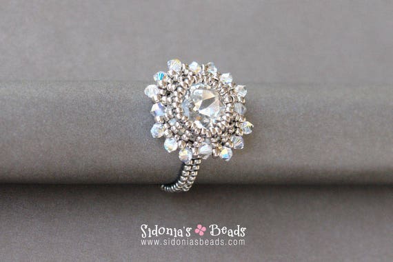 Tutoriel bagues Motif perles Cabochon carre Swarovski 12 mm Motif de bagues en perles Telechargement numerique Etsy France