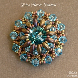 Pendant Tutorial - Super Duo Pendant - Lotus Flower Pendant - PDF Pattern - Digital Download