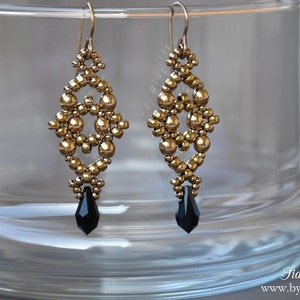Beaded Earrings Tutorial - PDF Beading Pattern - Beading Tutorial - Losange Earrings