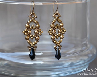 Tutoriel de boucles d'oreilles perlées - Motif de perles PDF - Tutoriel de perles - Boucles d'oreilles Losange