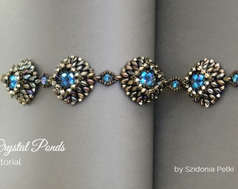 Tutorial per bracciale Superduo, laghetti di cristalli, motivo Superduo, motivo con perline