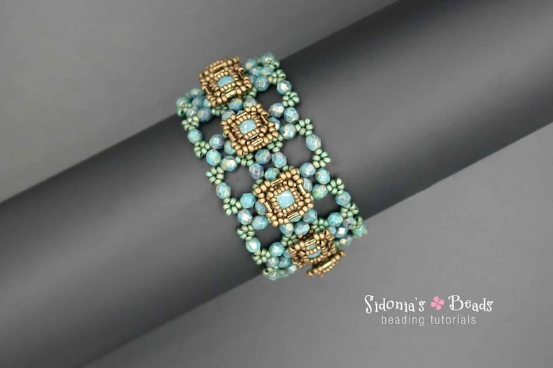 Buttons Beaded Bracelet Tutorial Beading Tutorial Swarovski Bezeled Chaton Bracelet Beading Pattern image 5