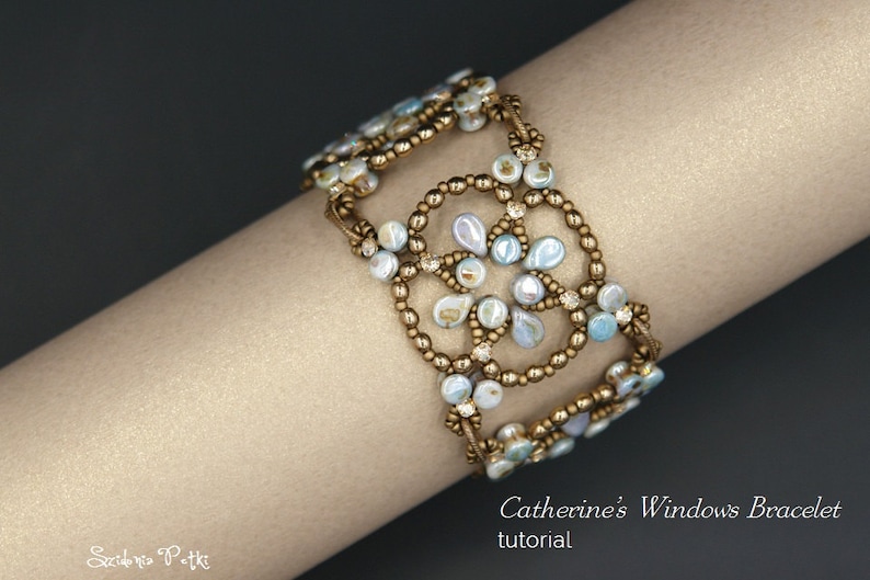 Pellet and Pip Beads Bracelet Tutorial Beading Pattern Catherine/'s Windows Bracelet Digital Download PDF Pattern