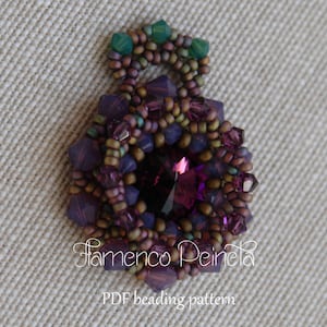 Beaded Pendant Tutorial - Flamenco Peineta Pendant - Swarovski Pendant - PDF Beading Tutorial