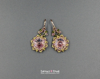 Earrings Beading Pattern - Beading TUTORIAL - Jardin de Fleurs Earrings ONLY Tutorial