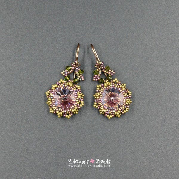 Earrings Beading Pattern - Beading TUTORIAL - Jardin de Fleurs Earrings ONLY Tutorial