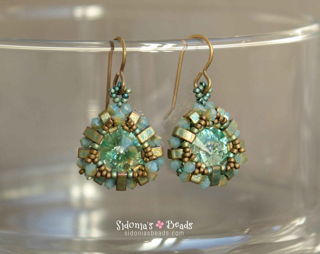 Half Tila Rivoli Bezel Earrings Tutorial - Half Tila Beads and Rivoli ...