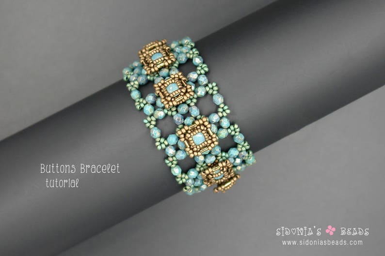 Buttons Beaded Bracelet Tutorial Beading Tutorial Swarovski Bezeled Chaton Bracelet Beading Pattern image 3