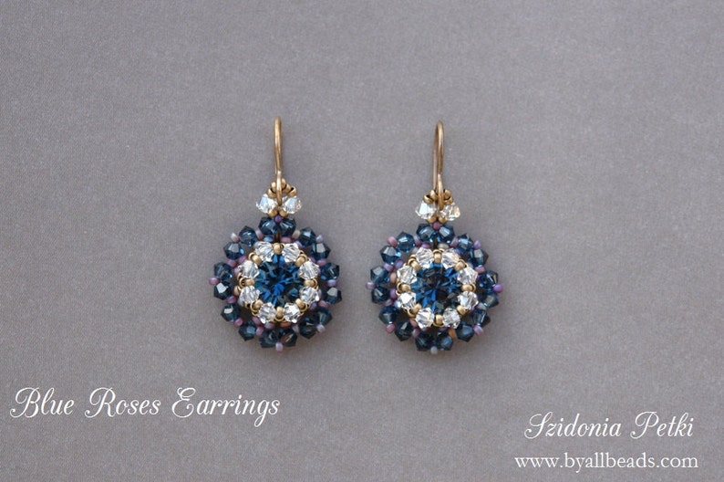 Beaded Earrings Tutorial Blue Roses Earrings 8mm Beaded Etsy