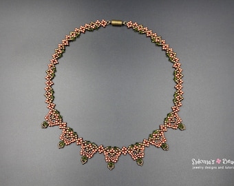 Necklace TUTORIAL - Seed Beads and Crystals Necklace PATTERN - Garland Necklace TUTORIAL