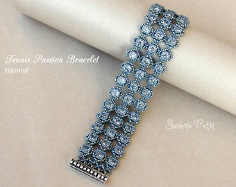 Beading Tutorial - Swarovski Chatons and Seed Beads Bracelet - Bracelet Pattern - Beading Pattern - Tennis Passion Bracelet Tutorial