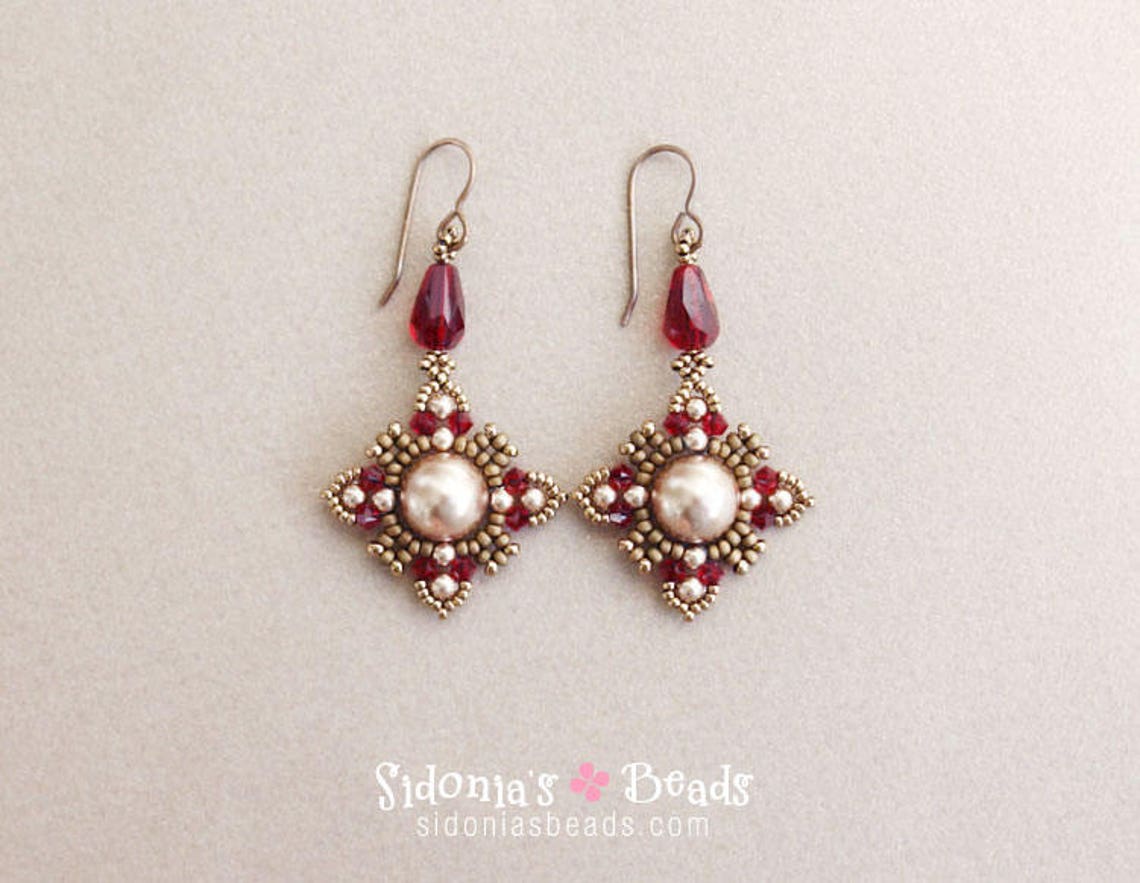 Beaded Earrings Tutorial Oriental Style Earrings Swarovski Etsy