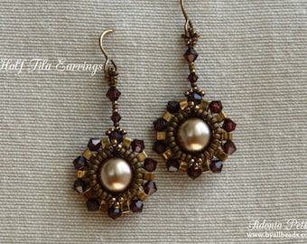 Half Tila Earrings Tutorial - Carmen Earrings - Half Tila Pattern - Digital Download - PDF